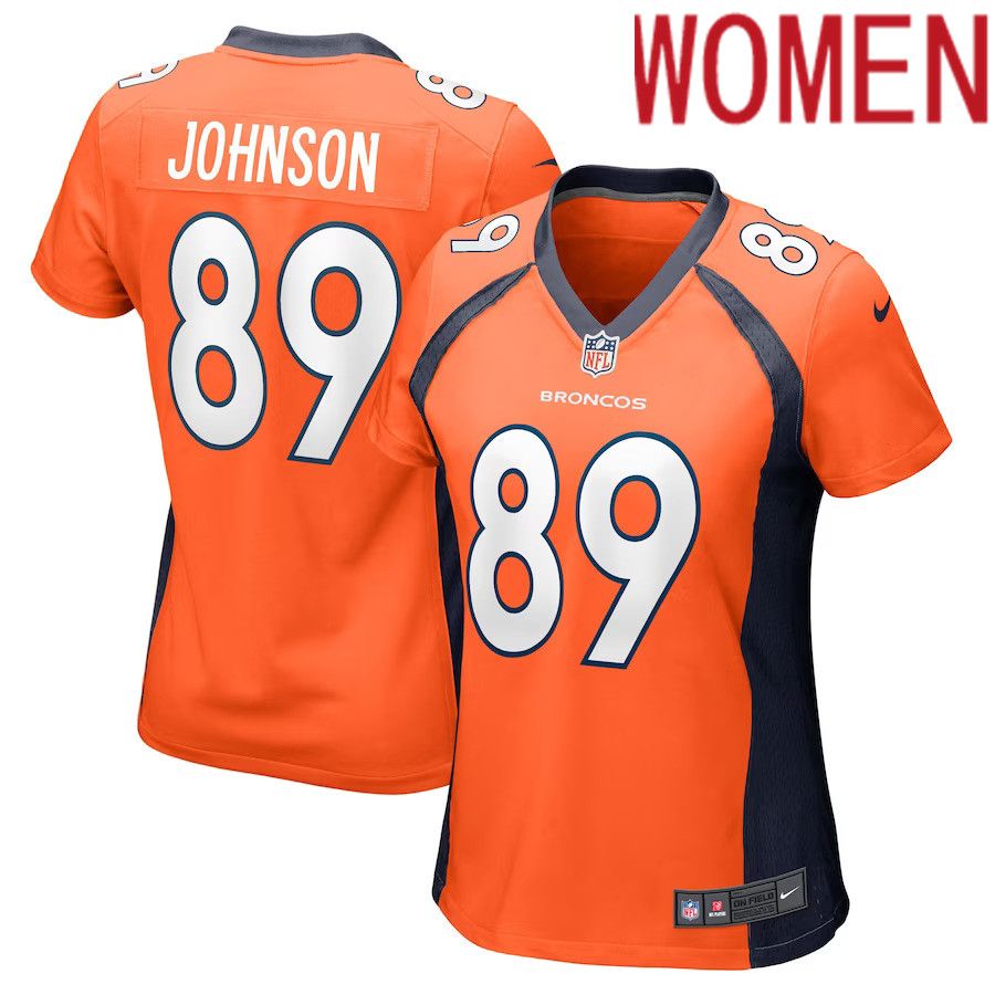 Women Denver Broncos 89 Brandon Johnson Nike Orange Game Player NFL Jersey